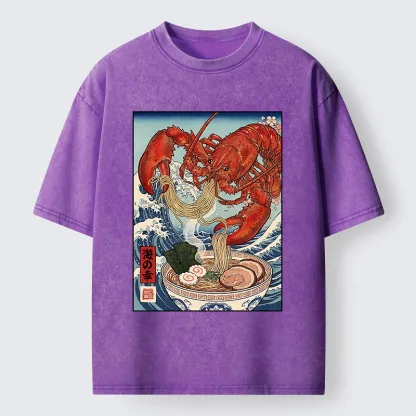 Tokyo-Tiger Lobster Ramen Wave Washed T-Shirt