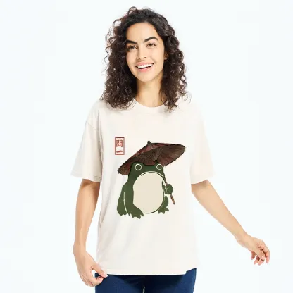 Tokyo‑Tiger Zen Frog Vibe Washed T‑Shirt