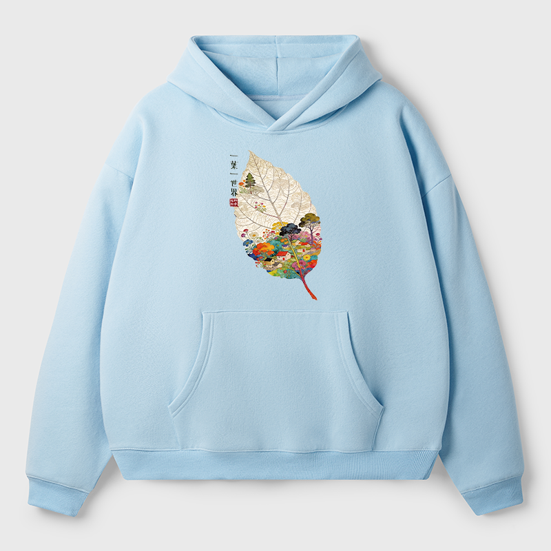 Tokyo-Tiger One Leaf Holds A Tiny Colorful World Adult Fleece Hoodie