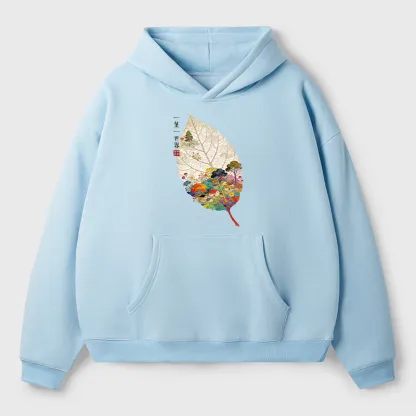Tokyo-Tiger One Leaf Holds A Tiny Colorful World Adult Fleece Hoodie