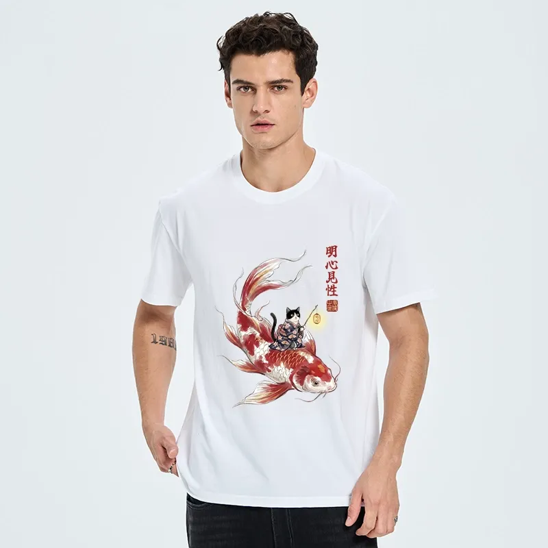 Tokyo-Tiger Cute Kimono Cat On Koi Fish Classic T-Shirt