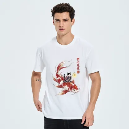 Tokyo-Tiger Cute Kimono Cat On Koi Fish Classic T-Shirt