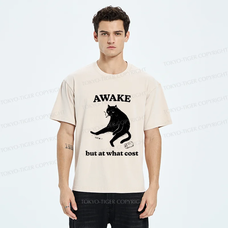 Tokyo-Tiger Decadent Smoking Cat Washed T-Shirt