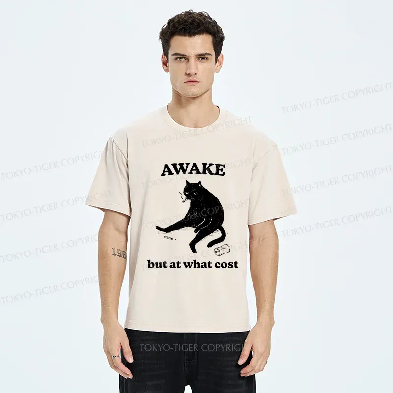 Tokyo-Tiger Decadent Smoking Cat Washed T-Shirt