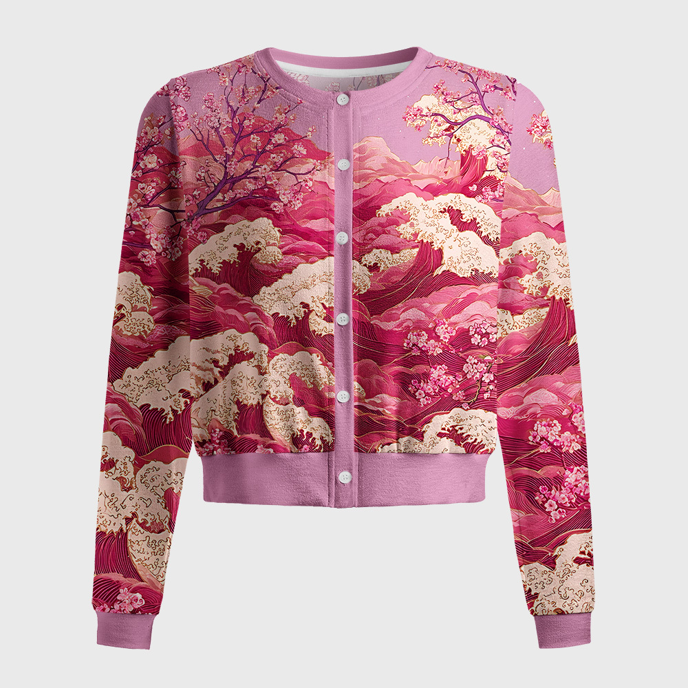 Tokyo-Tiger Moonlit Sakura Sea Women's Lightweight Cardigan