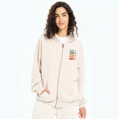 Tokyo-Tiger Colorful Fish Stack Washed Zip Hoodie