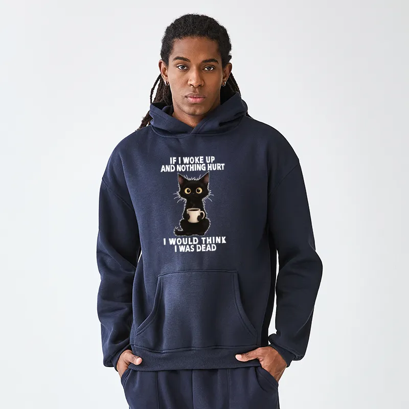 Tokyo-Tiger Funny Cute Black Cat And Coffee Meme Adult Fleece Hoodie