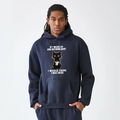 Tokyo-Tiger Funny Cute Black Cat And Coffee Meme Adult Fleece Hoodie