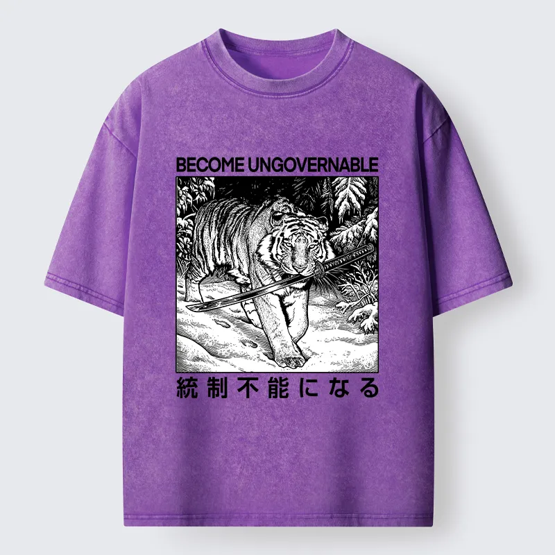 Tokyo-Tiger Sword Tiger Funny Meme Washed T-Shirt