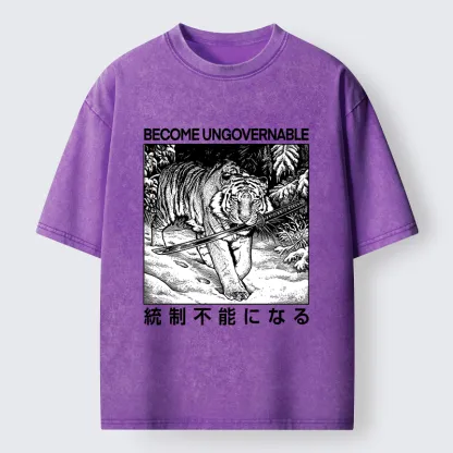 Tokyo-Tiger Sword Tiger Funny Meme Washed T-Shirt