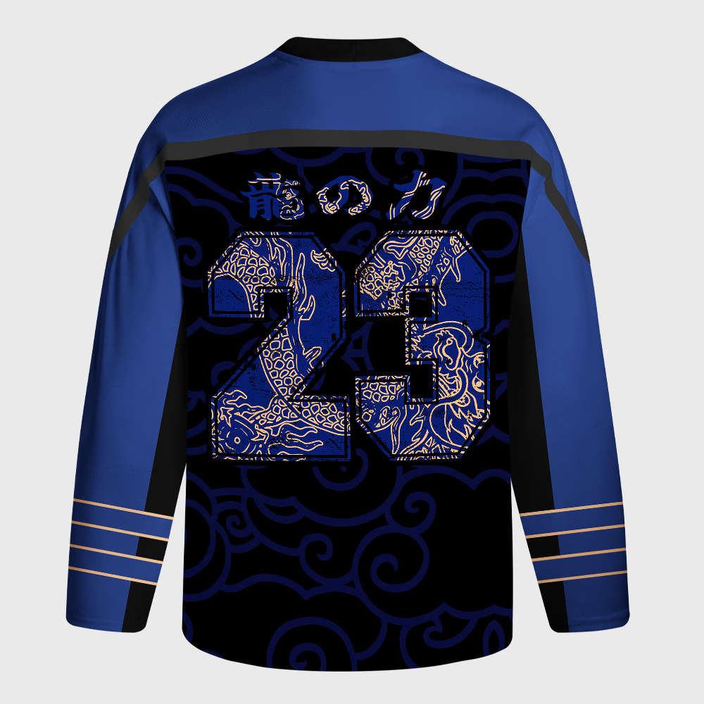 Tokyo-Tiger Oriental Cloud Dragon Long-Sleeve Hockey Jersey