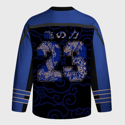 Tokyo-Tiger Oriental Cloud Dragon Long-Sleeve Hockey Jersey