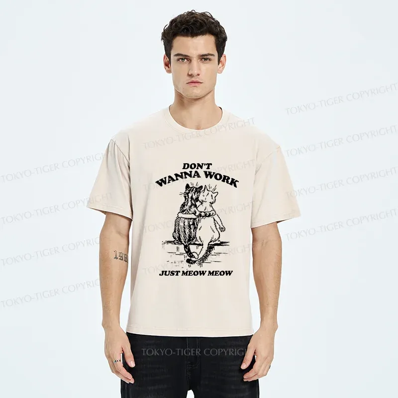 Tokyo-Tiger Cats Hugging Each Other Washed T-Shirt