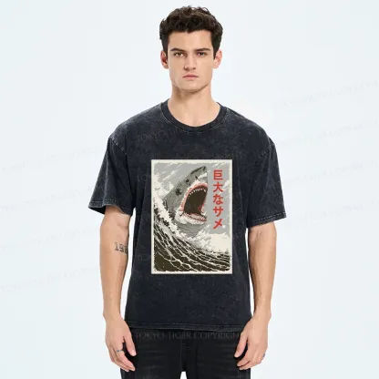 Tokyo-Tiger Huge Shark Washed T-Shirt