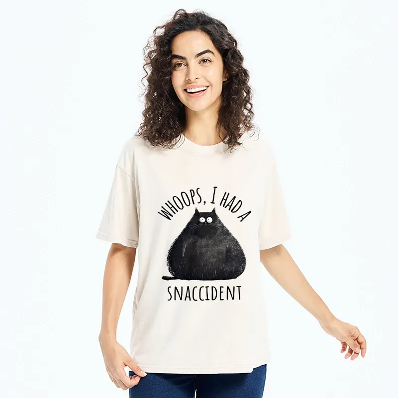 Tokyo-Tiger Overfed Cat Funny Snack Art Washed T-Shirt