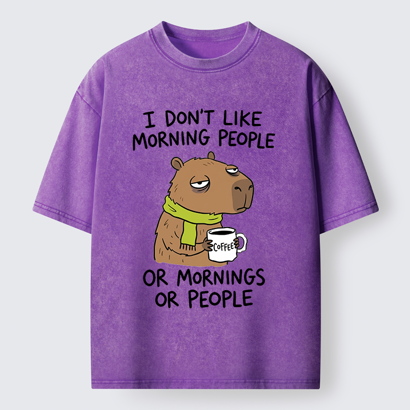 Tokyo-Tiger Funny Tired Morning Capybara Meme Washed T-Shirt