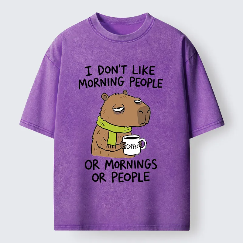 Tokyo-Tiger Funny Tired Morning Capybara Meme Washed T-Shirt