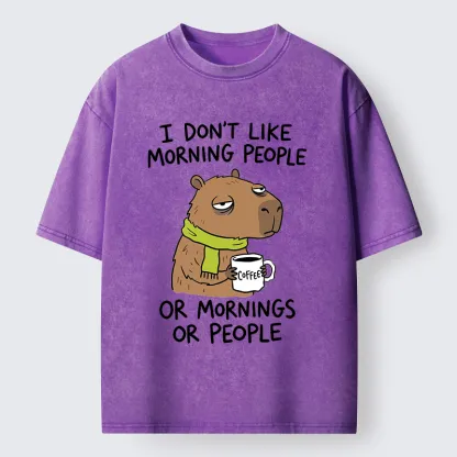 Tokyo-Tiger Funny Tired Morning Capybara Meme Washed T-Shirt
