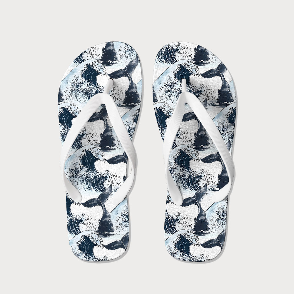 Tokyo-Tiger Whale Tail Wave Art Flip Flops