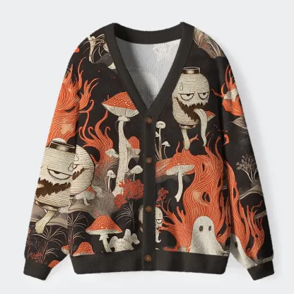 Tokyo-Tiger Japanese Lantern Ghost Ugly Cardigan Sweater