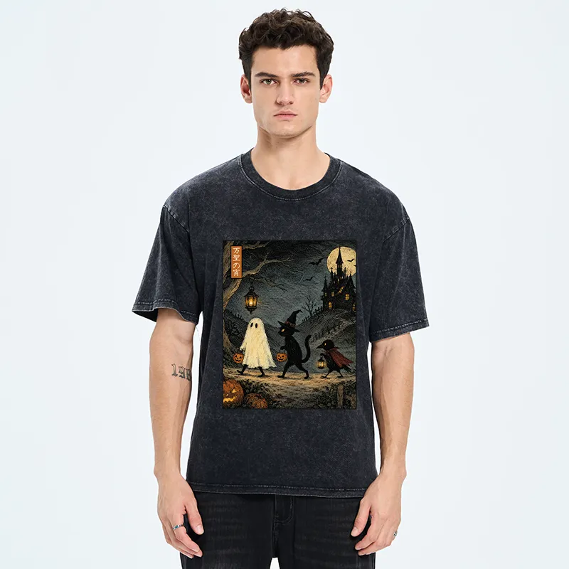 Tokyo-Tiger Vintage Halloween Crew Washed T-Shirt