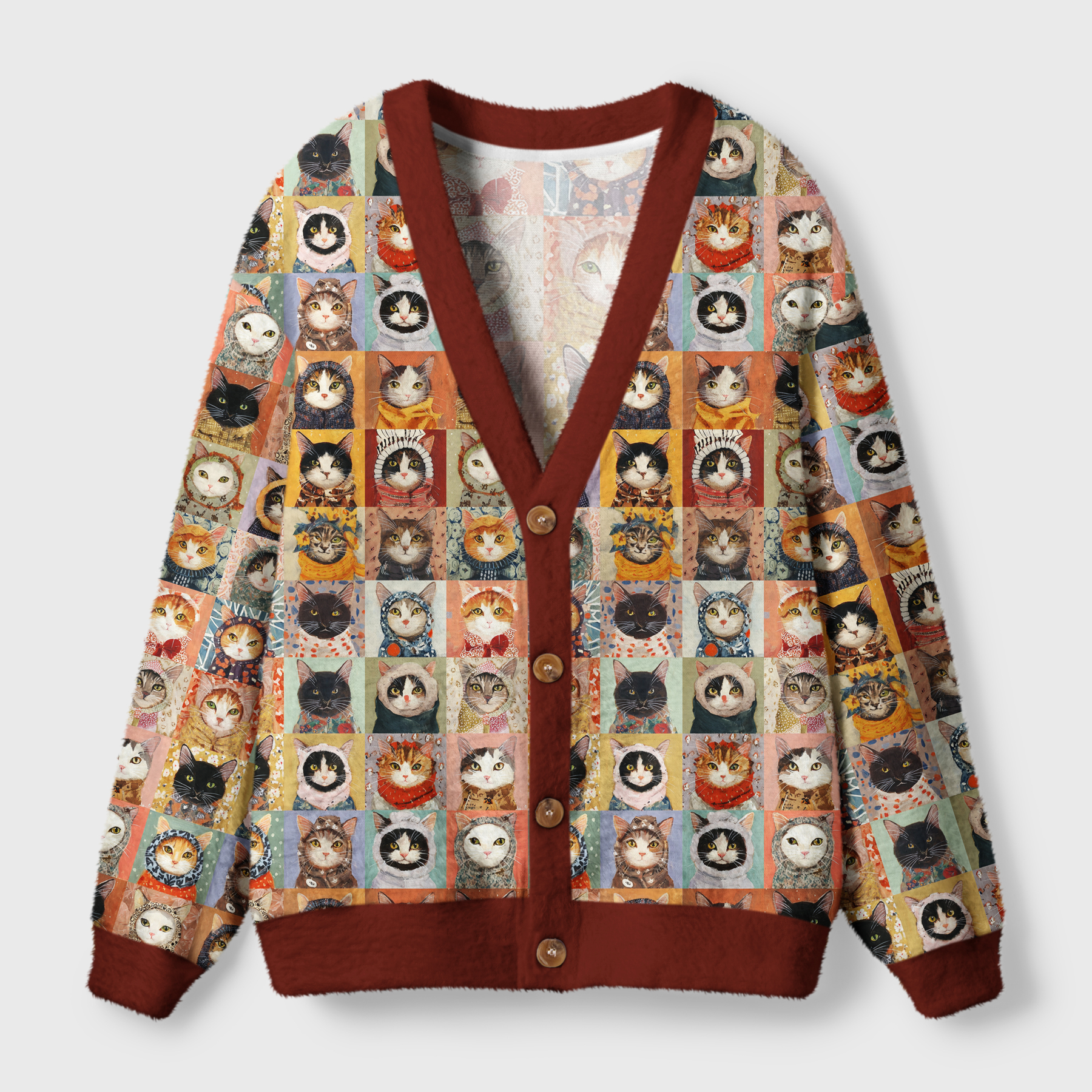 Tokyo-Tiger Kitty Quilt Ugly Cardigan Sweater Sale