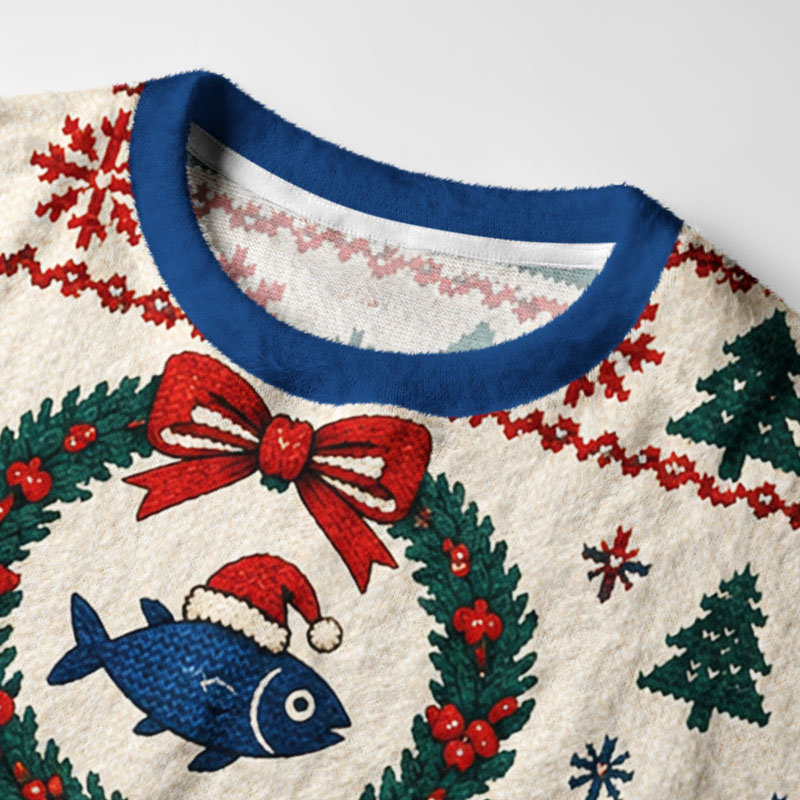 Tokyo-Tiger Santa Hat Fish Gang Fuzzy Christmas Ugly Sweatshirt