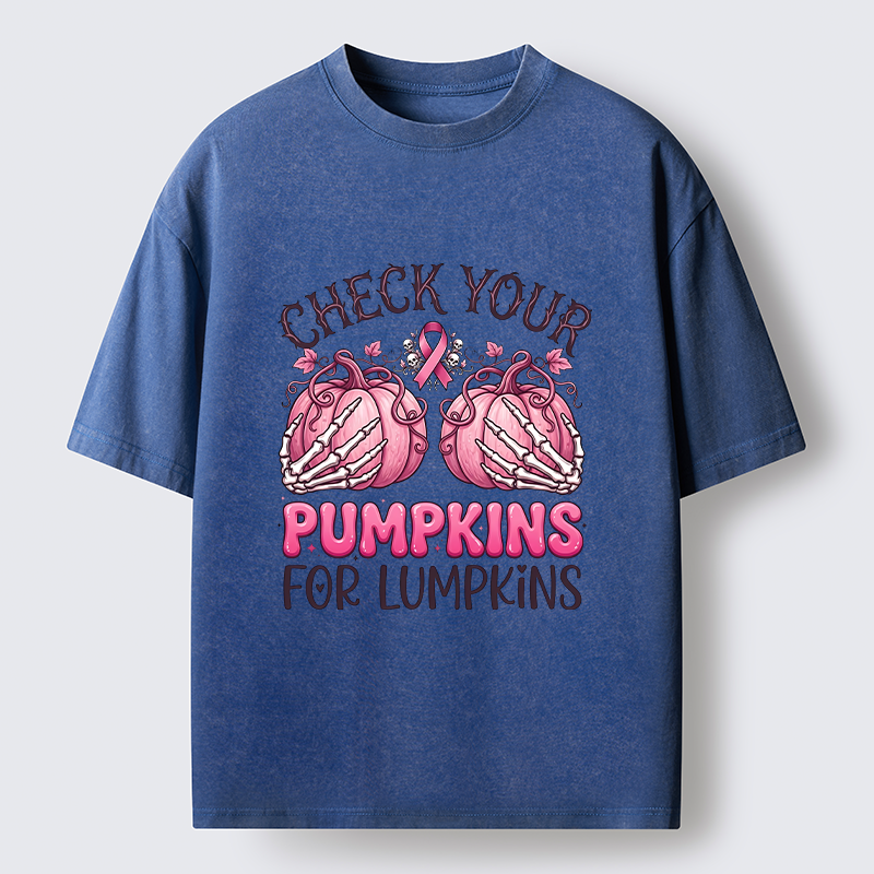 Tokyo-Tiger Halloween Pumpkin Breast Cancer Awareness Washed T-Shirt