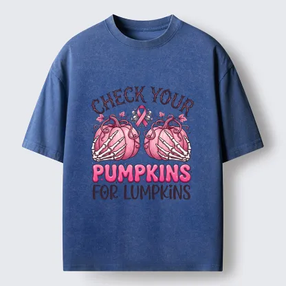 Tokyo-Tiger Halloween Pumpkin Breast Cancer Awareness Washed T-Shirt