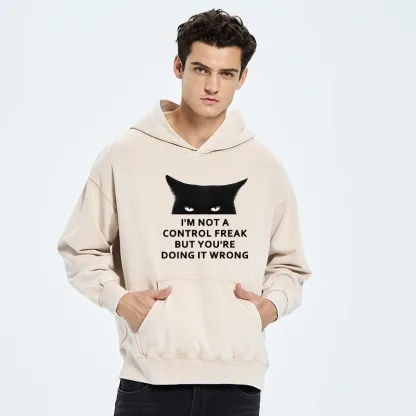 Tokyo-Tiger Control Freak Funny Washed Hoodie