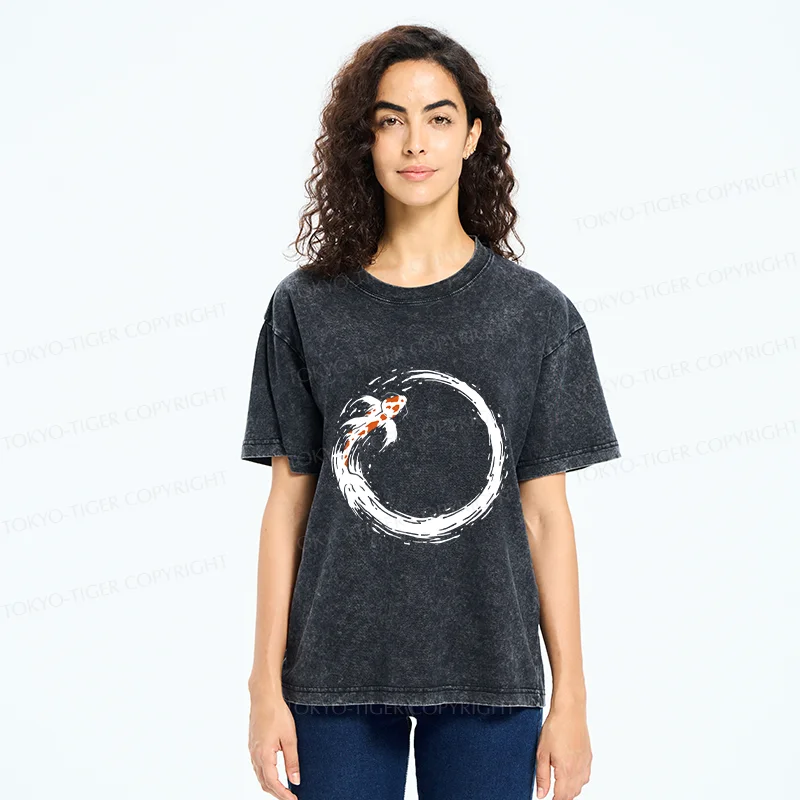 Tokyo-Tiger Ensō Koi Washed T-Shirt
