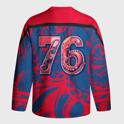 Tokyo-Tiger Crimson Octopus Long-Sleeve Hockey Jersey