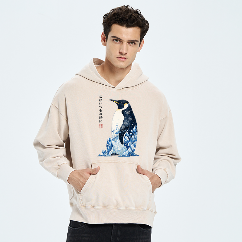 Tokyo-Tiger Keep Calm Penguin Washed Hoodie