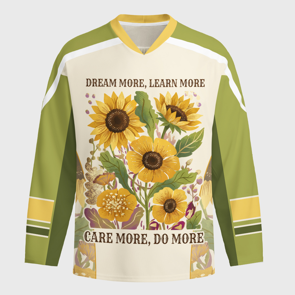 Tokyo-Tiger Vintage Sunflower Inspirational Quot Long-Sleeve Hockey Jersey