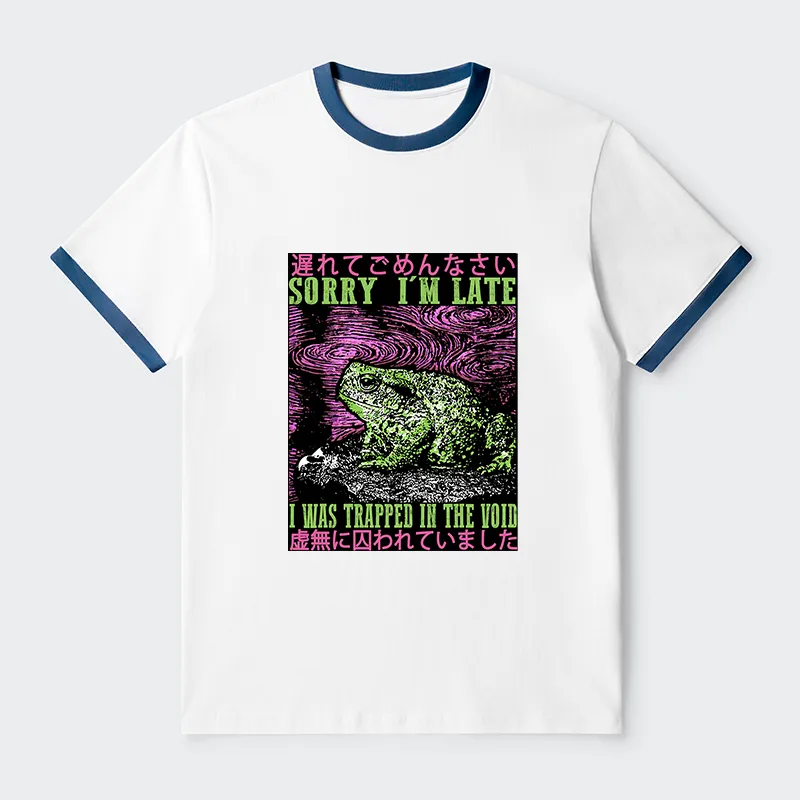 Tokyo-Tiger Frogs Trapped In The Void Contrast Trim T-Shirt