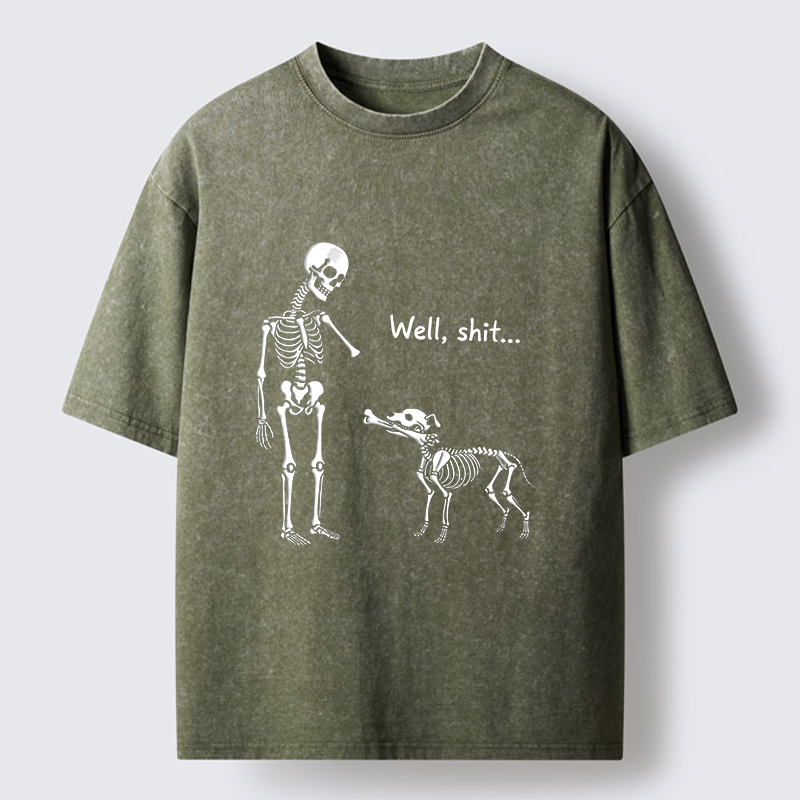 Tokyo-Tiger Skeleton Surprise Joke Washed T-Shirt