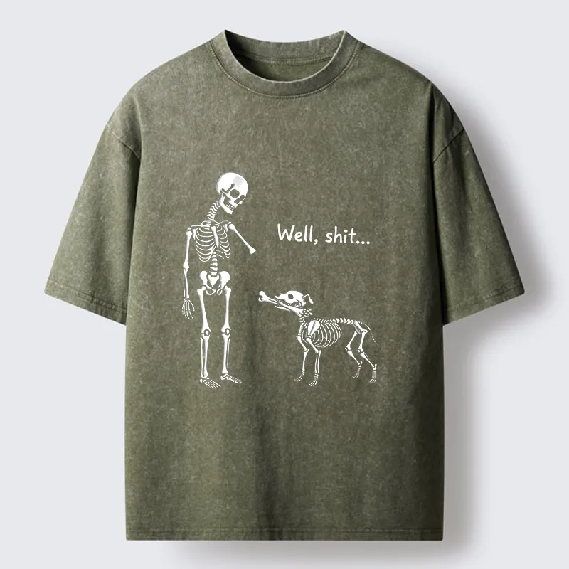 Tokyo-Tiger Skeleton Surprise Joke Washed T-Shirt