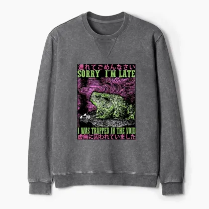 Tokyo-Tiger Frogs Trapped In The Void Washed Terry Sweatshirt