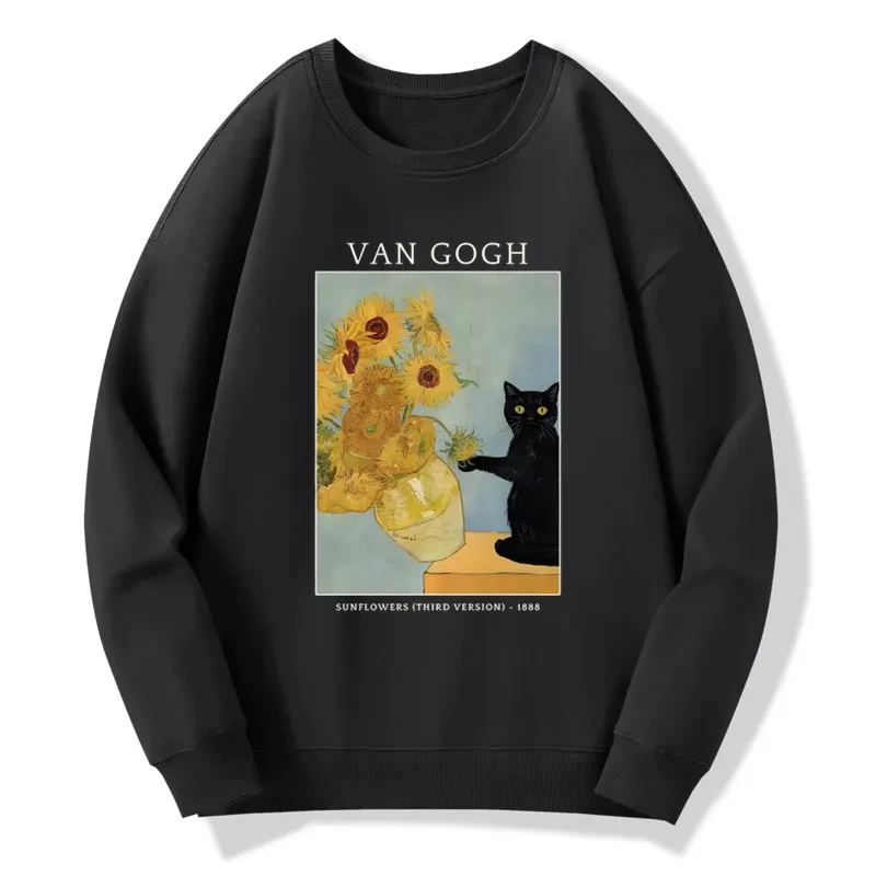 Tokyo-Tiger Black Cat With Sunflowers Sweatshirt