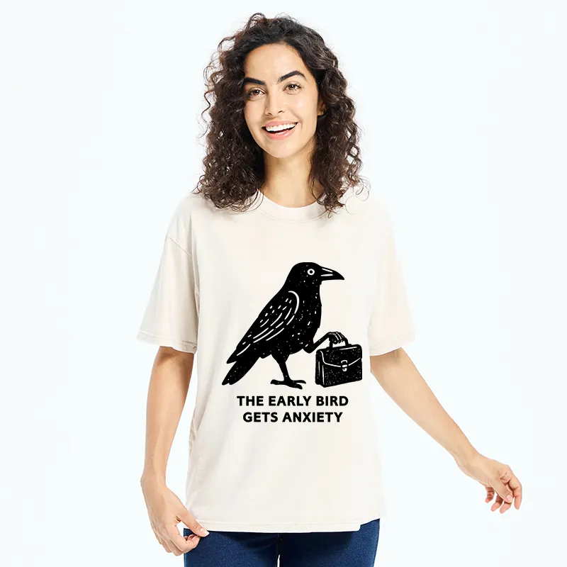 Tokyo-Tiger Funny Work Crow Meme Washed T-Shirt