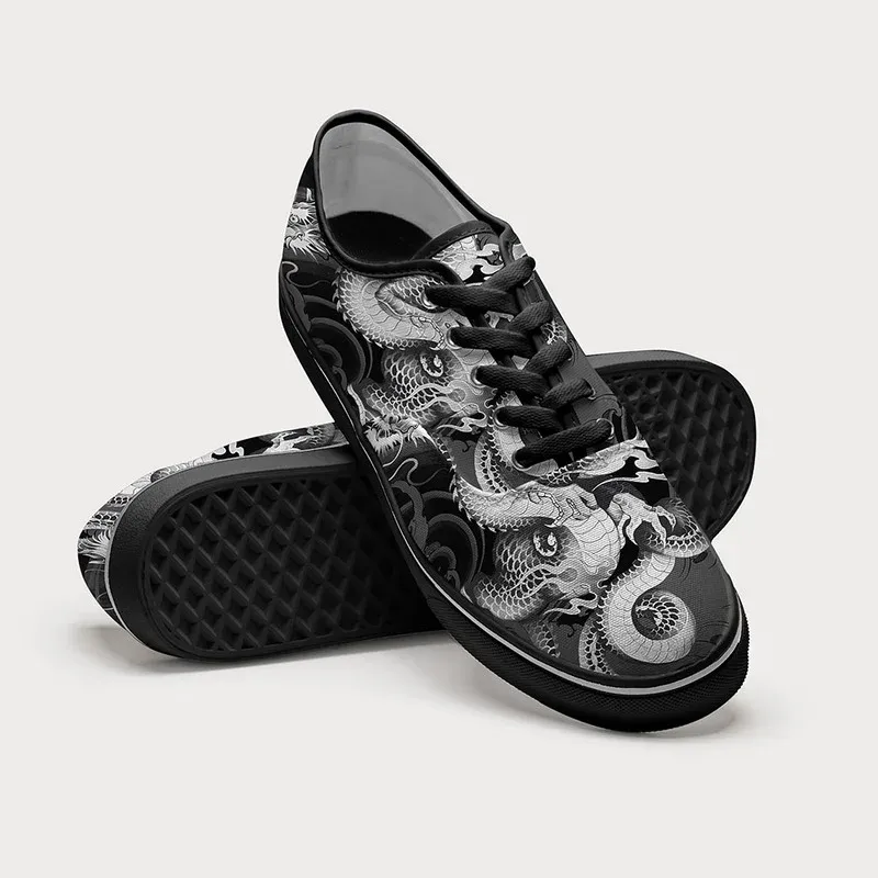 Tokyo-Tiger Majestic Dragon Entwined Canvas Shoes