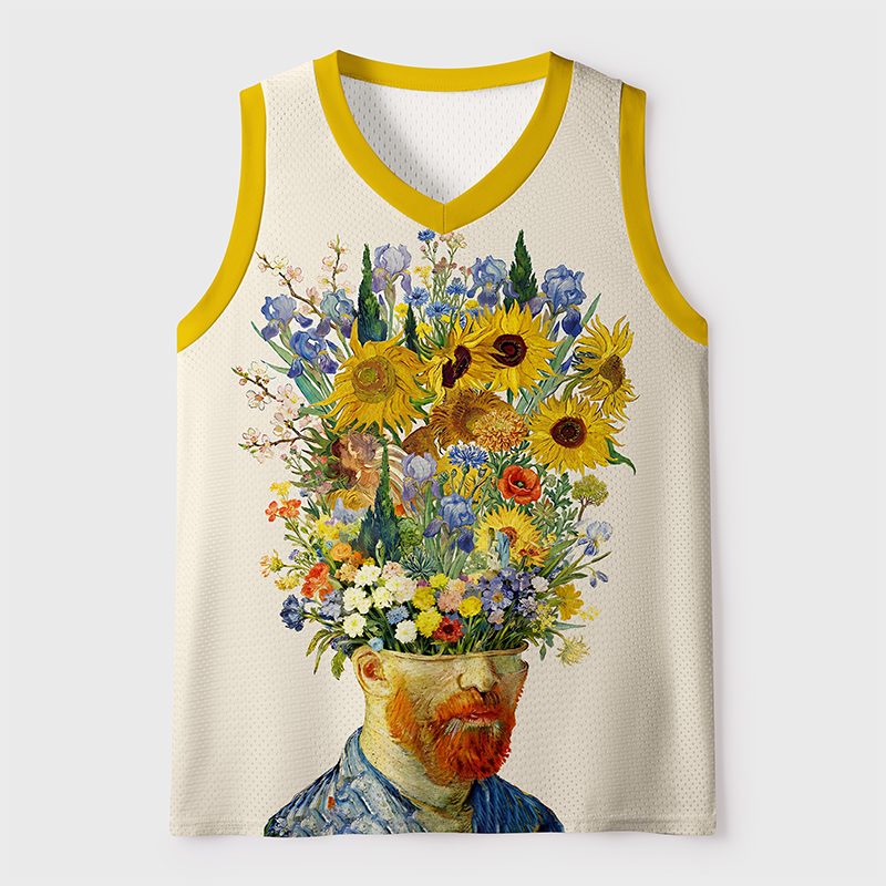Tokyo-Tiger Floral Van Gogh Mesh Tank Top