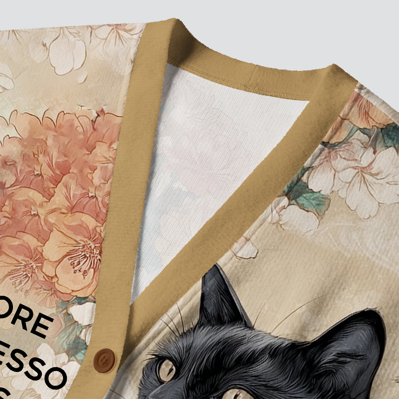 Tokyo-Tiger Cat:More Espresso, Less Depresso Ugly Cardigan Sweater