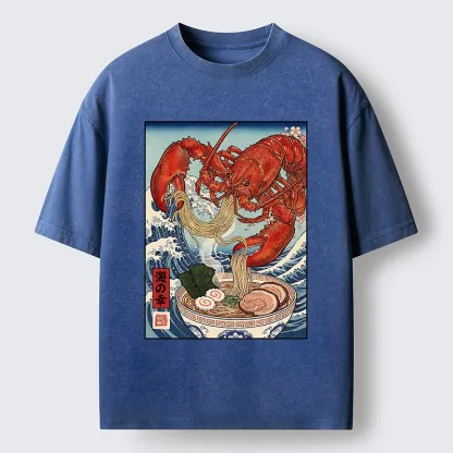 Tokyo-Tiger Lobster Ramen Wave Washed T-Shirt