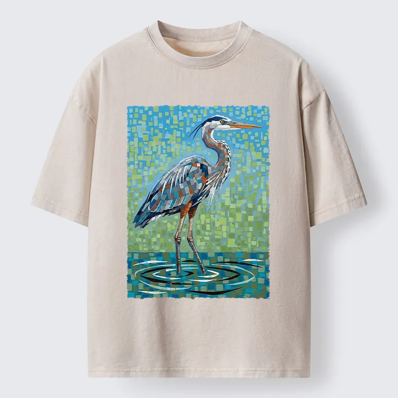 Tokyo-Tiger Color Block Heron Washed T-Shirt