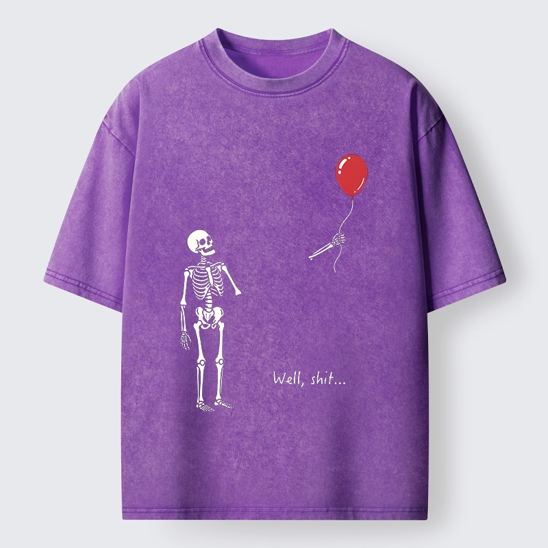 Tokyo-Tiger Skeleton Balloon Meme Washed T-Shirt