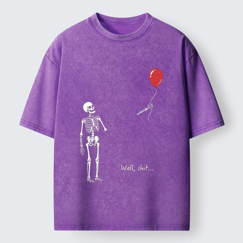 Tokyo-Tiger Skeleton Balloon Meme Washed T-Shirt