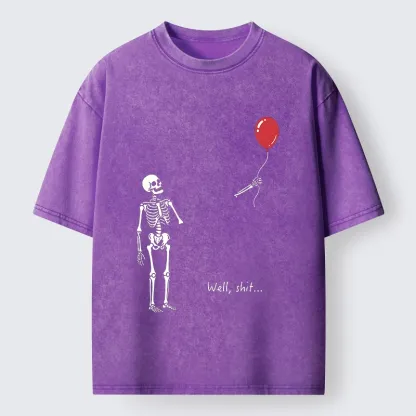 Tokyo-Tiger Skeleton Balloon Meme Washed T-Shirt
