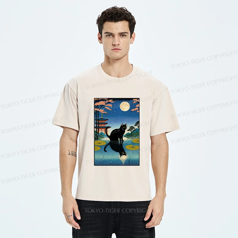Tokyo-Tiger Moonlight Reflection Washed T-Shirt