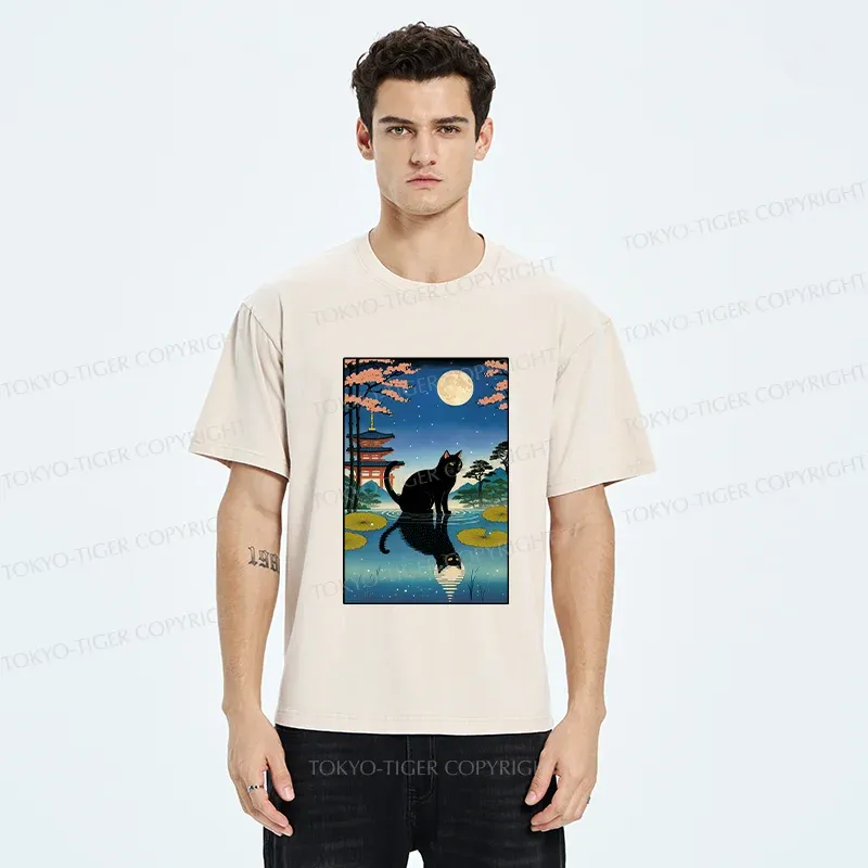 Tokyo-Tiger Moonlight Reflection Washed T-Shirt